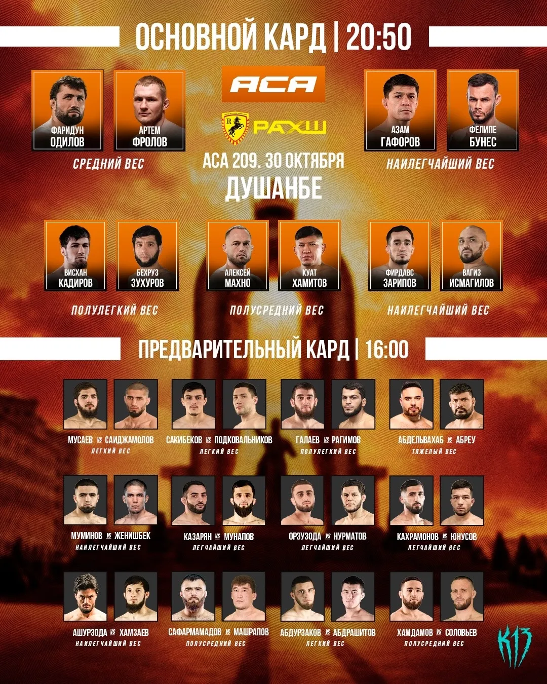 Полный кард турнира ACA 209