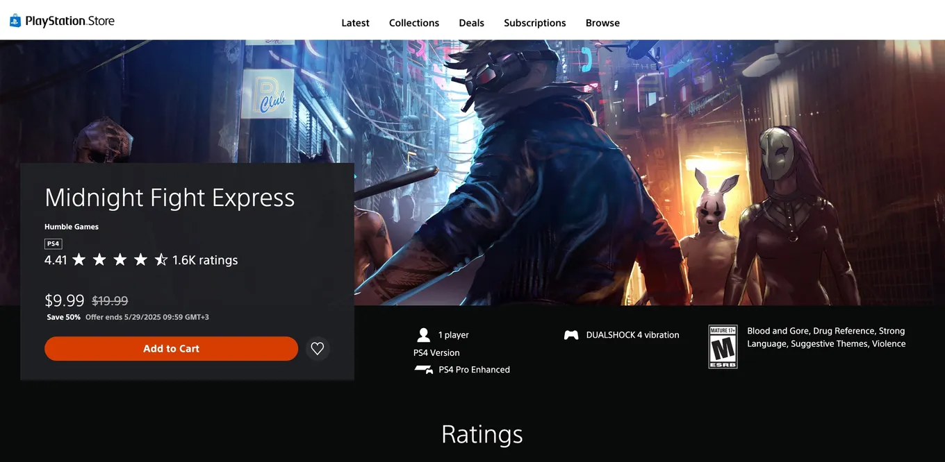 Стоимость игры Midnight Fight Express