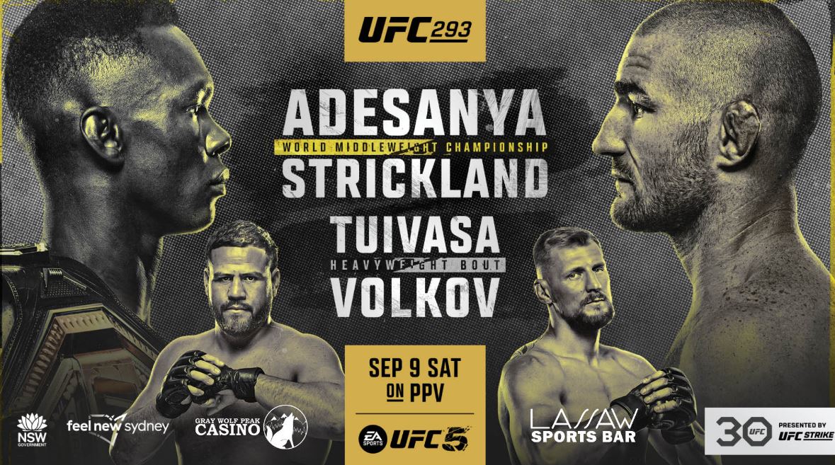 Прямой эфир UFC 293: смотреть онлайн, Адесанья – Стрикленд, Волков – Туиваса