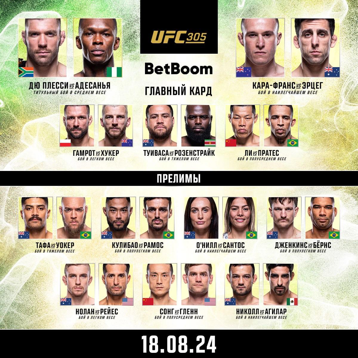 Афиша UFC 305