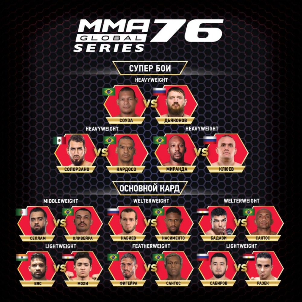 Полный кард турнира MMA Global Series 23 марта