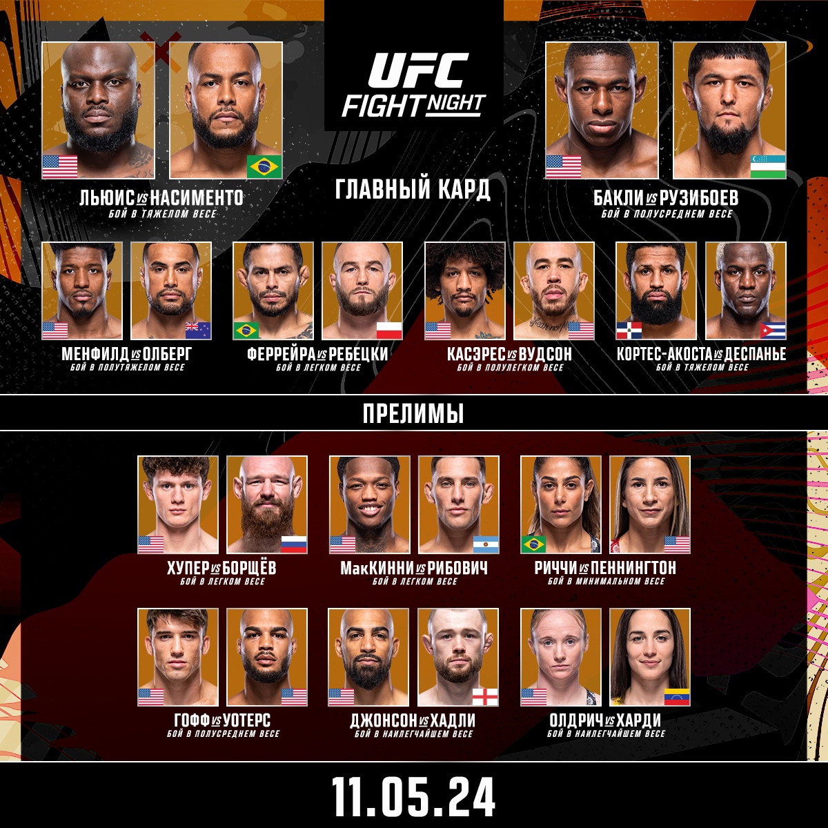 Кард UFC on ESPN 56