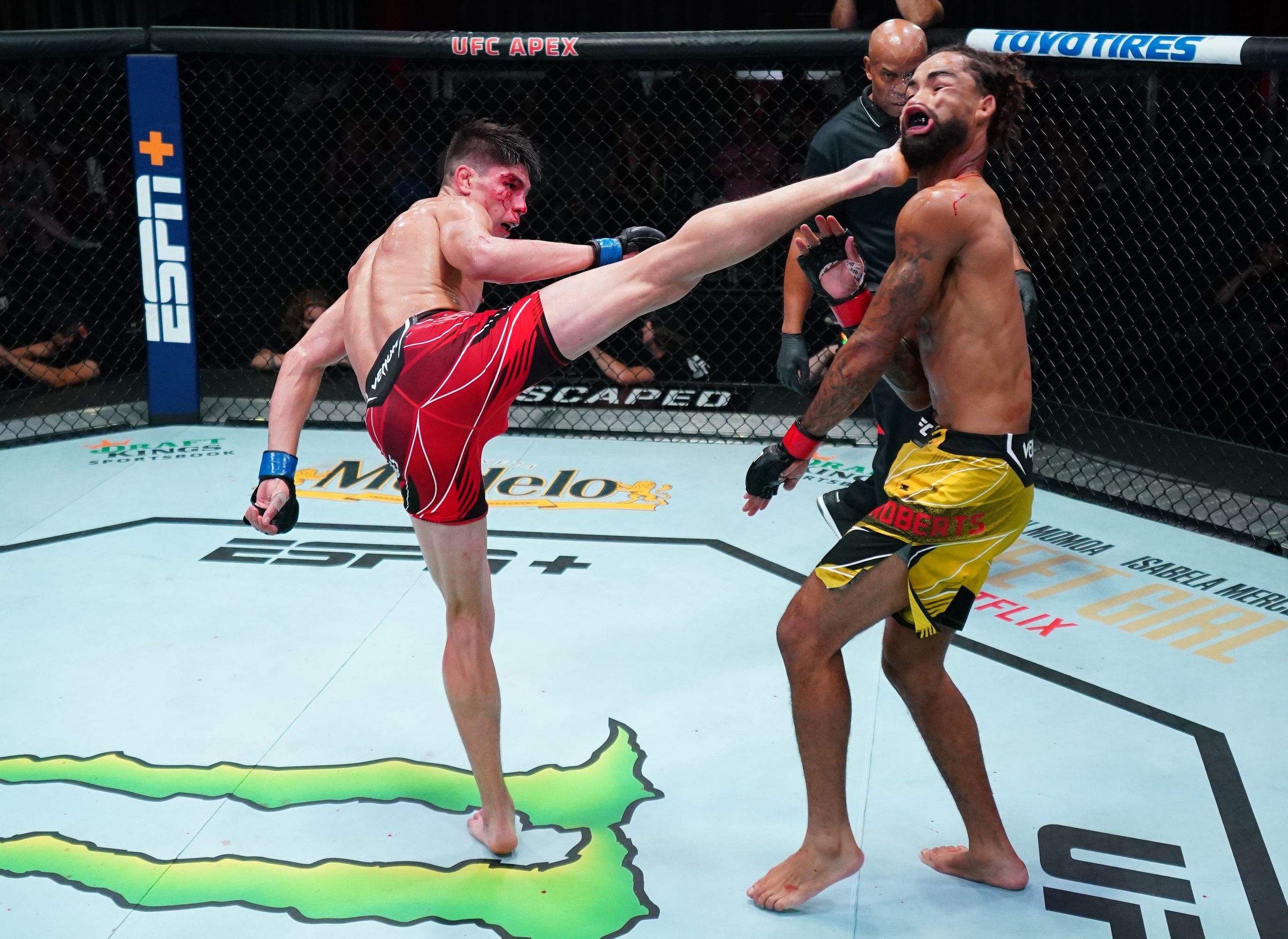 На турнире UFC on ESPN 29 боец победил сумасшедшим нокаутом за пять секунд до окончания поединка (Видео)